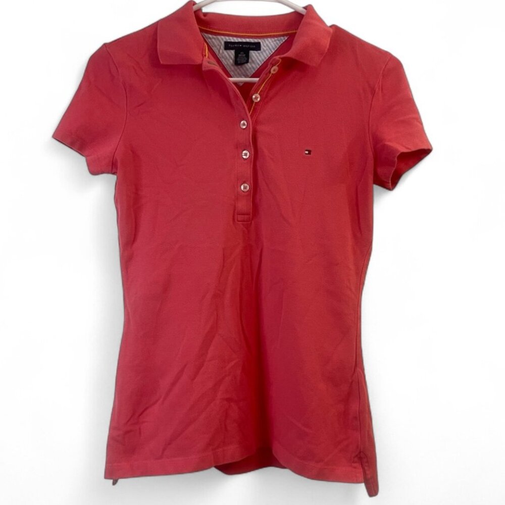Tommy Hilfiger Girls Coral Short Sleeve Polo Shirt XS Cotton Casual